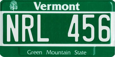 VT license plate NRL456