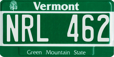 VT license plate NRL462