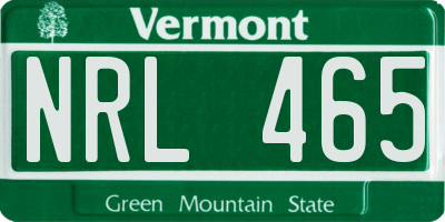 VT license plate NRL465