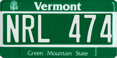 VT license plate NRL474