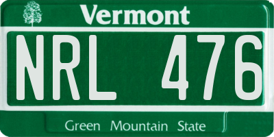 VT license plate NRL476