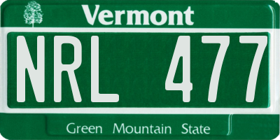 VT license plate NRL477