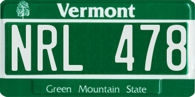 VT license plate NRL478