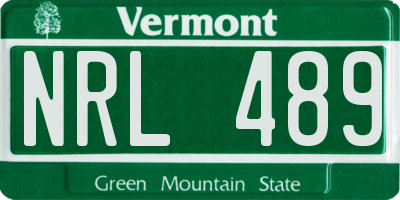 VT license plate NRL489