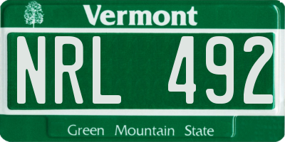 VT license plate NRL492