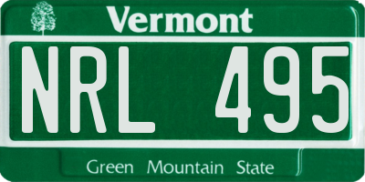 VT license plate NRL495