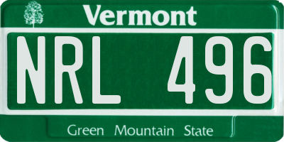 VT license plate NRL496