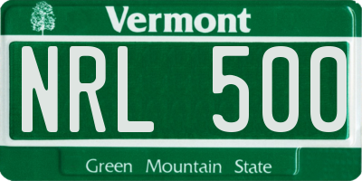 VT license plate NRL500