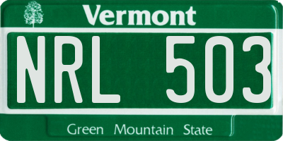 VT license plate NRL503