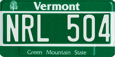 VT license plate NRL504