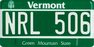 VT license plate NRL506