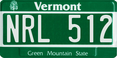 VT license plate NRL512