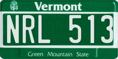 VT license plate NRL513