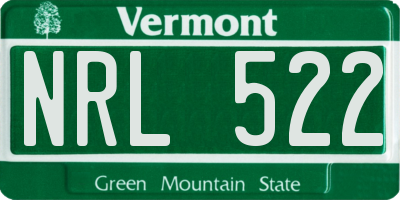VT license plate NRL522