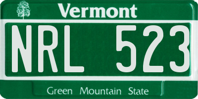 VT license plate NRL523