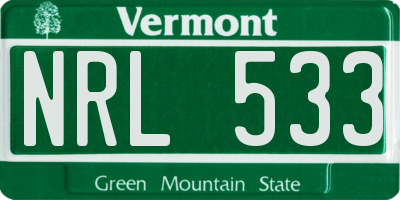 VT license plate NRL533