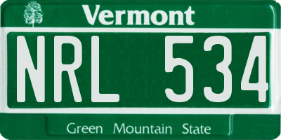 VT license plate NRL534