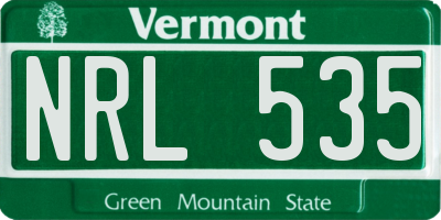 VT license plate NRL535