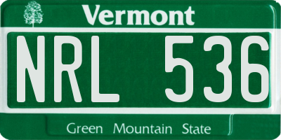 VT license plate NRL536