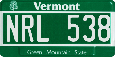 VT license plate NRL538