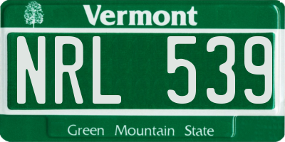 VT license plate NRL539
