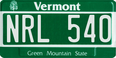VT license plate NRL540