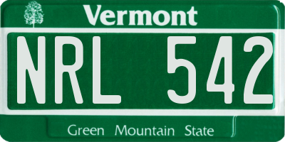 VT license plate NRL542