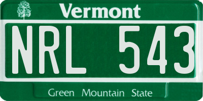 VT license plate NRL543