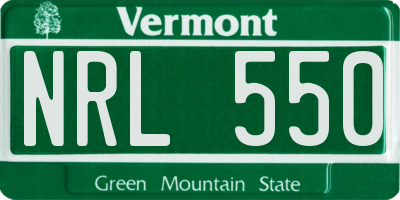 VT license plate NRL550