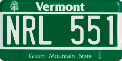 VT license plate NRL551