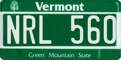 VT license plate NRL560