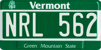 VT license plate NRL562