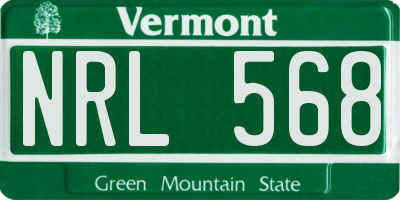 VT license plate NRL568