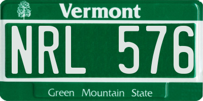 VT license plate NRL576