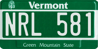 VT license plate NRL581