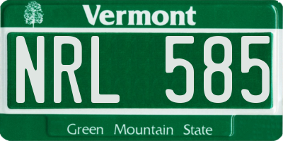 VT license plate NRL585