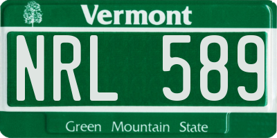 VT license plate NRL589
