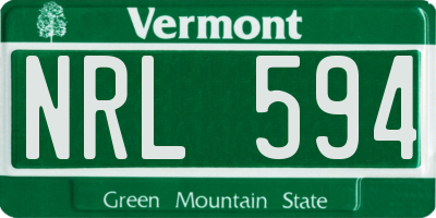 VT license plate NRL594