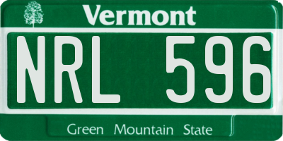 VT license plate NRL596