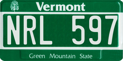 VT license plate NRL597