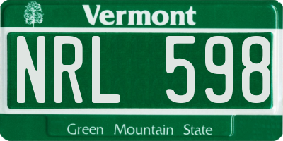 VT license plate NRL598