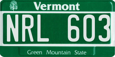 VT license plate NRL603