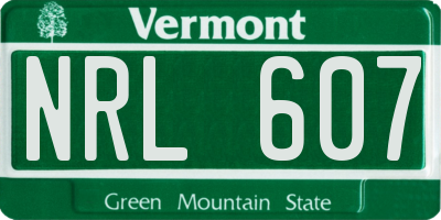 VT license plate NRL607