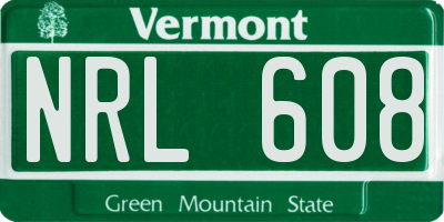 VT license plate NRL608