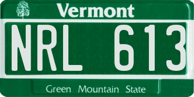 VT license plate NRL613