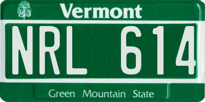 VT license plate NRL614