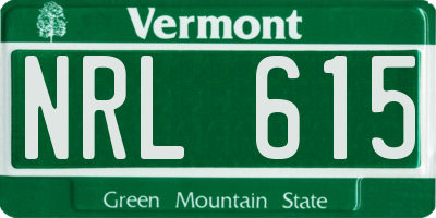 VT license plate NRL615