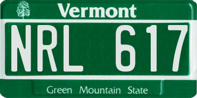 VT license plate NRL617