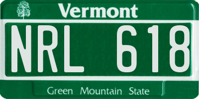 VT license plate NRL618