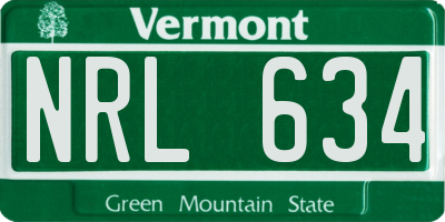 VT license plate NRL634